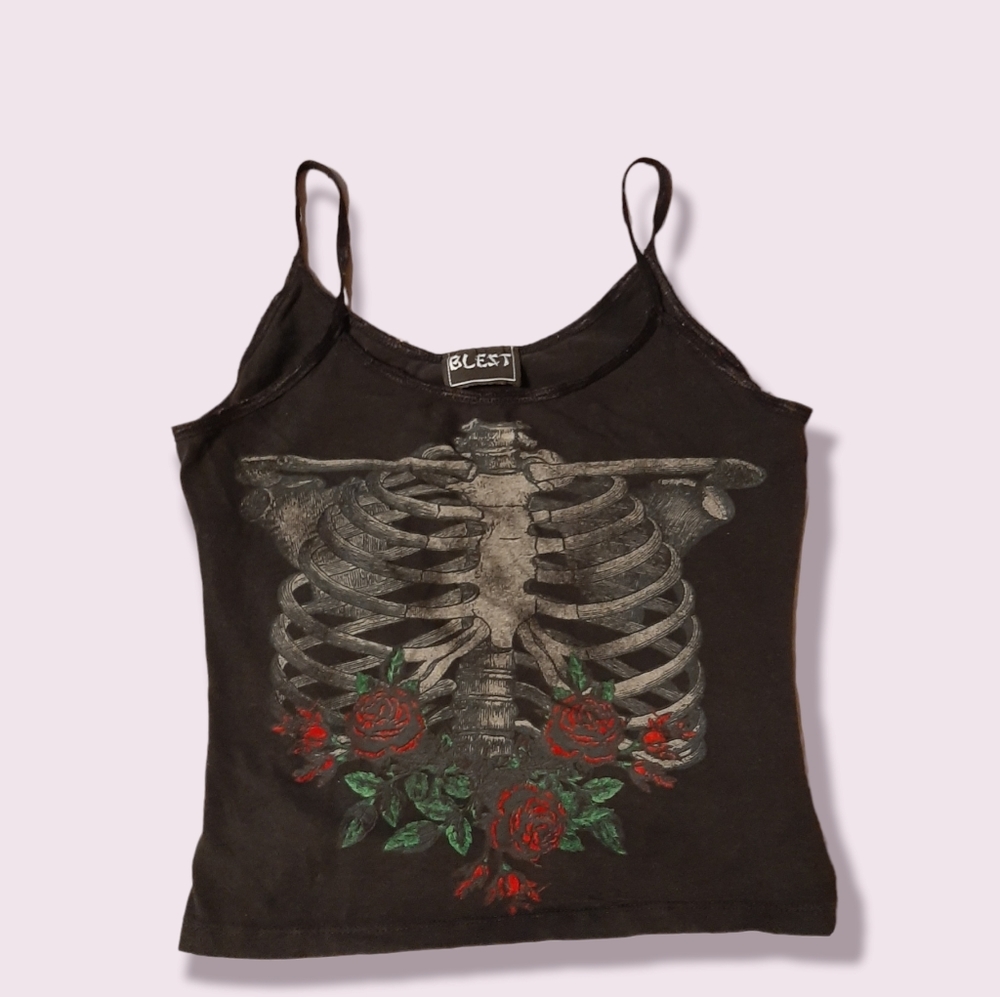 Y2K Ribcage & Roses Crop Top